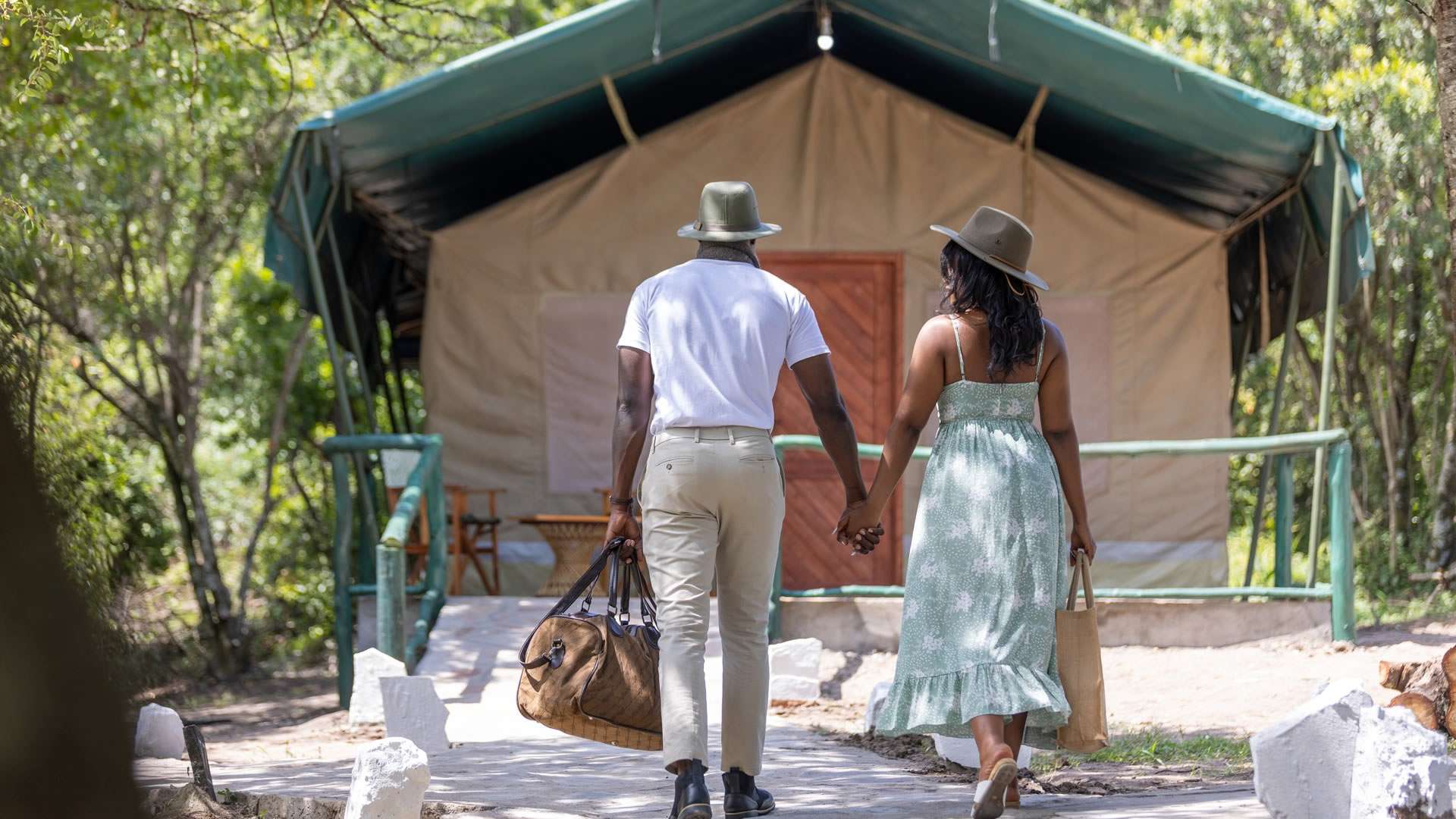 Safari tent exterior at Sentrim Mara Lodge on the Aitong Plains