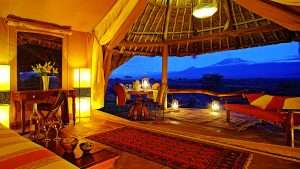 Main camp view of Elewana Tortilis Camp Amboseli